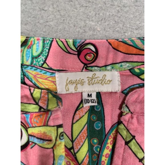 Jaye’s Studio Women’s Dress Bamboo Birds Luxe Sateen Day Pink Small S Cap Sleeve - Picture 3 of 11